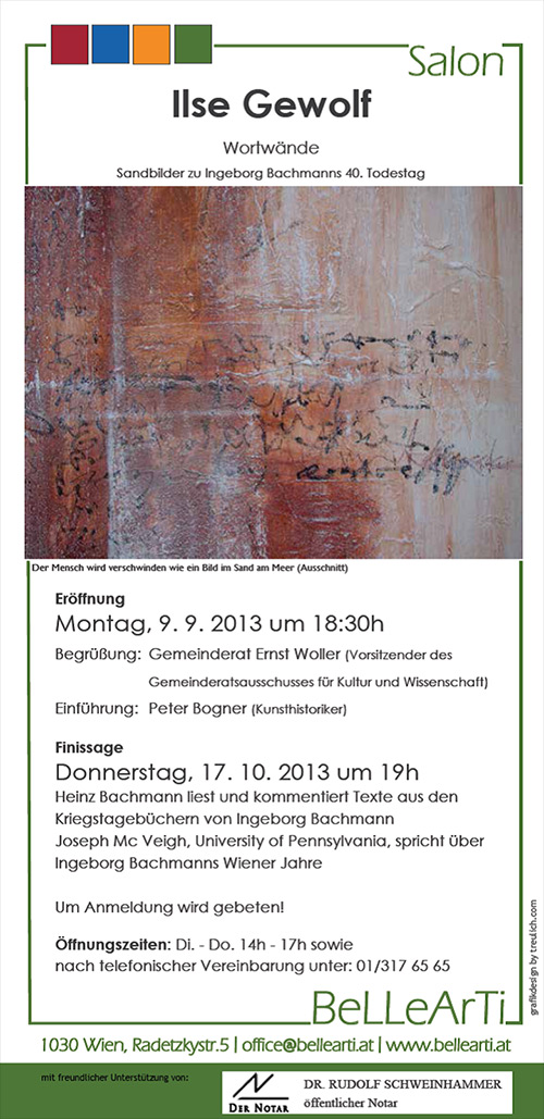 Einladung Salon BellArTi, Ausstellung Ilse Gewolf